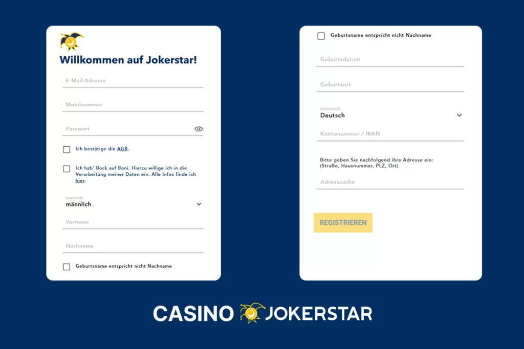 Jokerstar Casino Registrierung Schritte